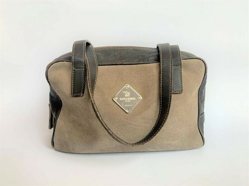 Maison Mollerus Handtasche grau-braun, silber / Zustand 4 – guter Zustand mit wenig Gebrauchsspuren