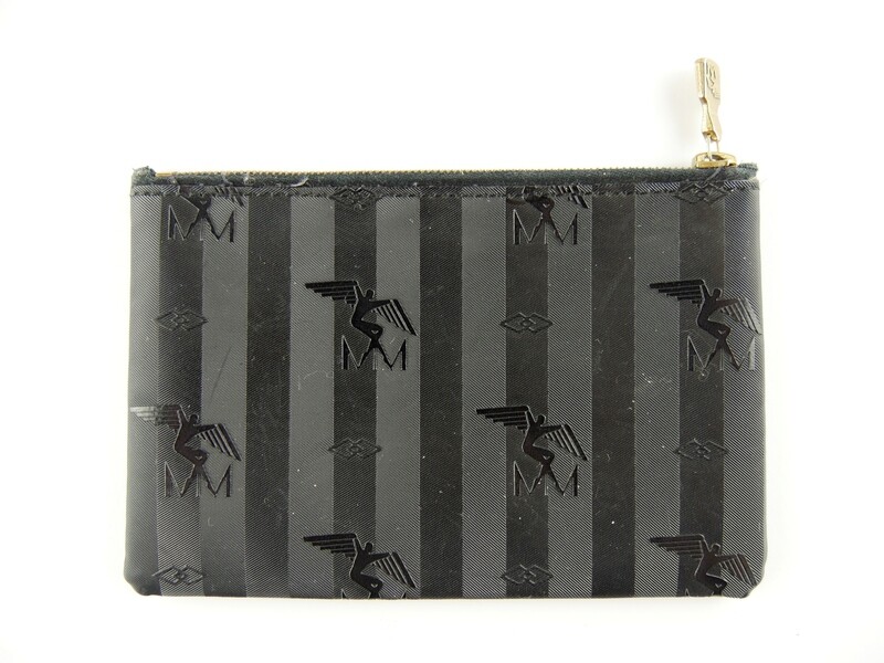 Maison Mollerus Vinerus Necessaire / Pochette in Schwarz-Gold / Zustand: 3 – aussen und/oder innen deutliche Gebrauchsspuren