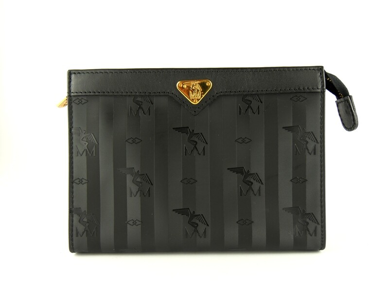 Maison Mollerus Vinerus Necessaire / Clutch in Schwarz-Gold / Zustand: 5 – minimale Gebrauchsspuren