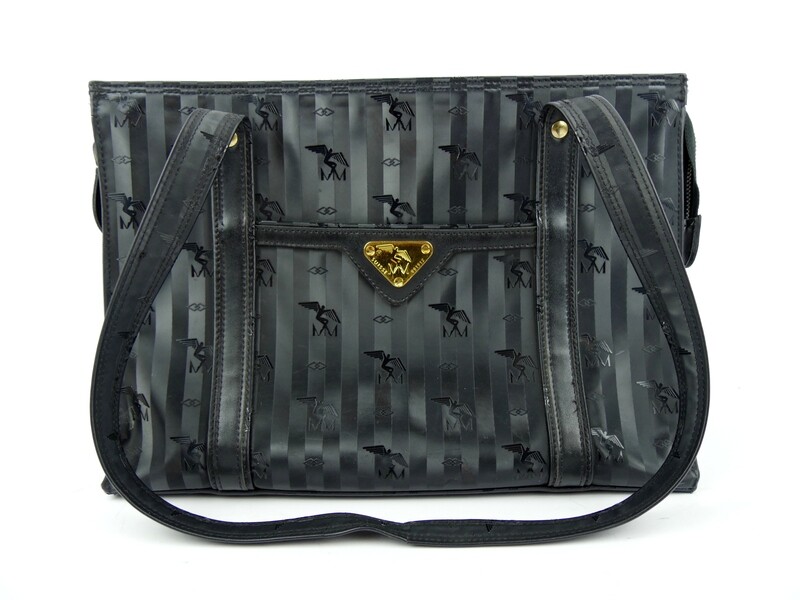 Maison Mollerus Shopper BERLIN Schwarz - Gold / Zustand: 3– aussen und / oder innen deutliche Gebrauchsspuren