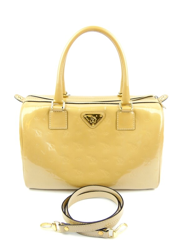 Maison Mollerus Speedy Tasche / Handtasche / Umhängetasche in Lack Beige / Zustand 4 – guter Zustand mit wenig Gebrauchsspuren