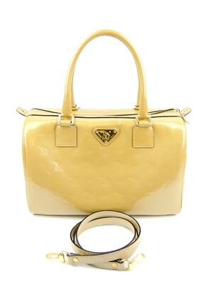 Maison Mollerus Speedy Tasche / Handtasche / Umhängetasche in Lack Beige / Zustand 4 – guter Zustand mit wenig Gebrauchsspuren