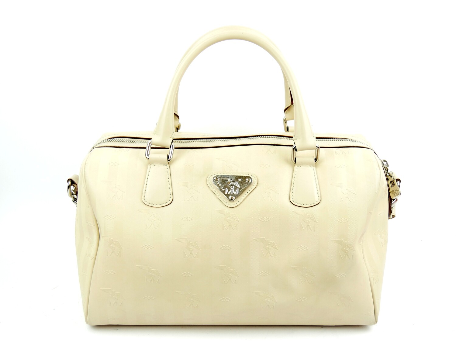 Maison Mollerus Vinerus Canvas Speedy Tasche BUENTEN in Beige - Silber / Zustand 4 – guter Zustand mit wenig Gebrauchsspuren