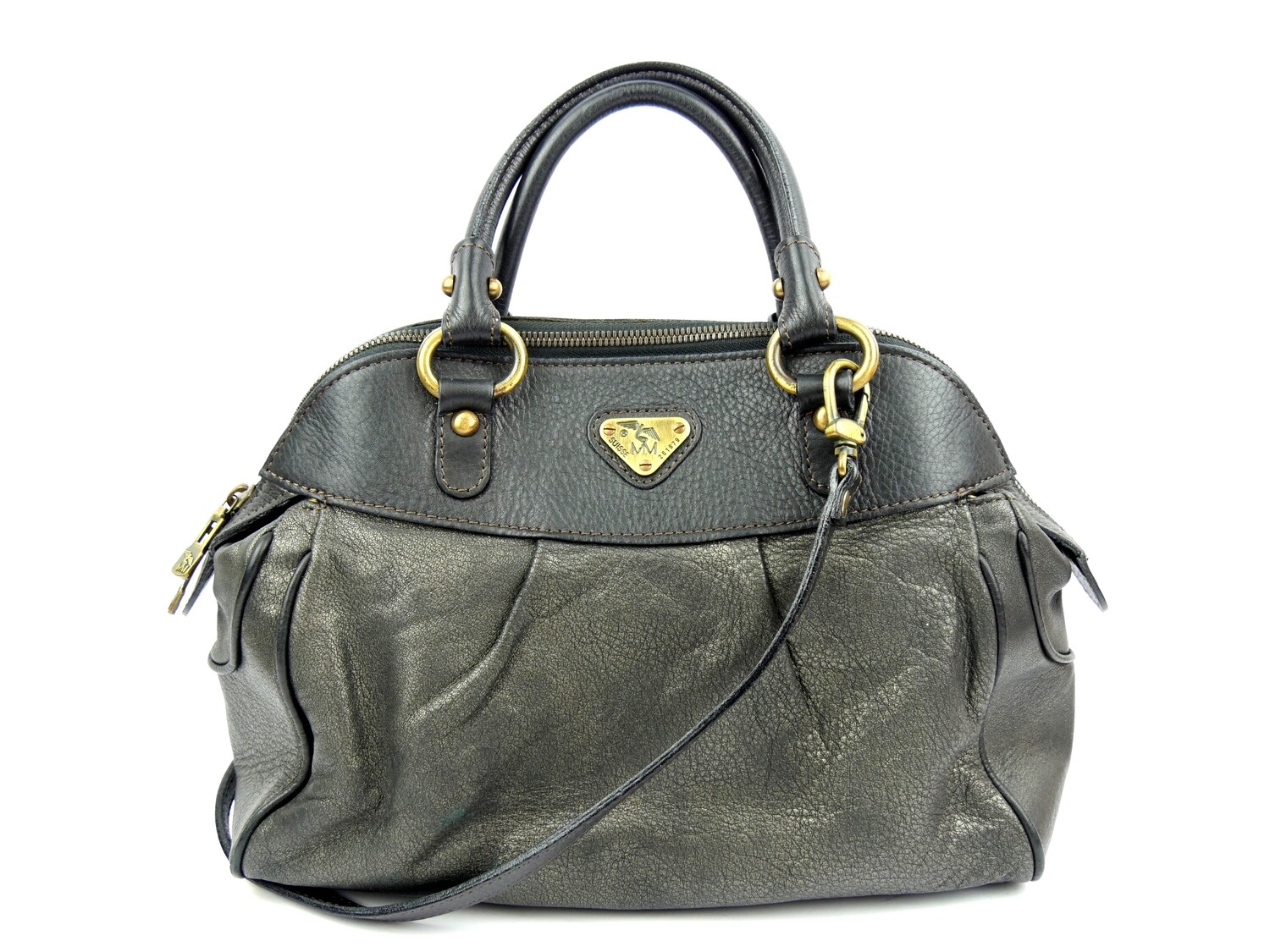 Maison Mollerus Handtasche in Anthrazit-Grau- Bronze / Zustand 5 – minimale Gebrauchsspuren