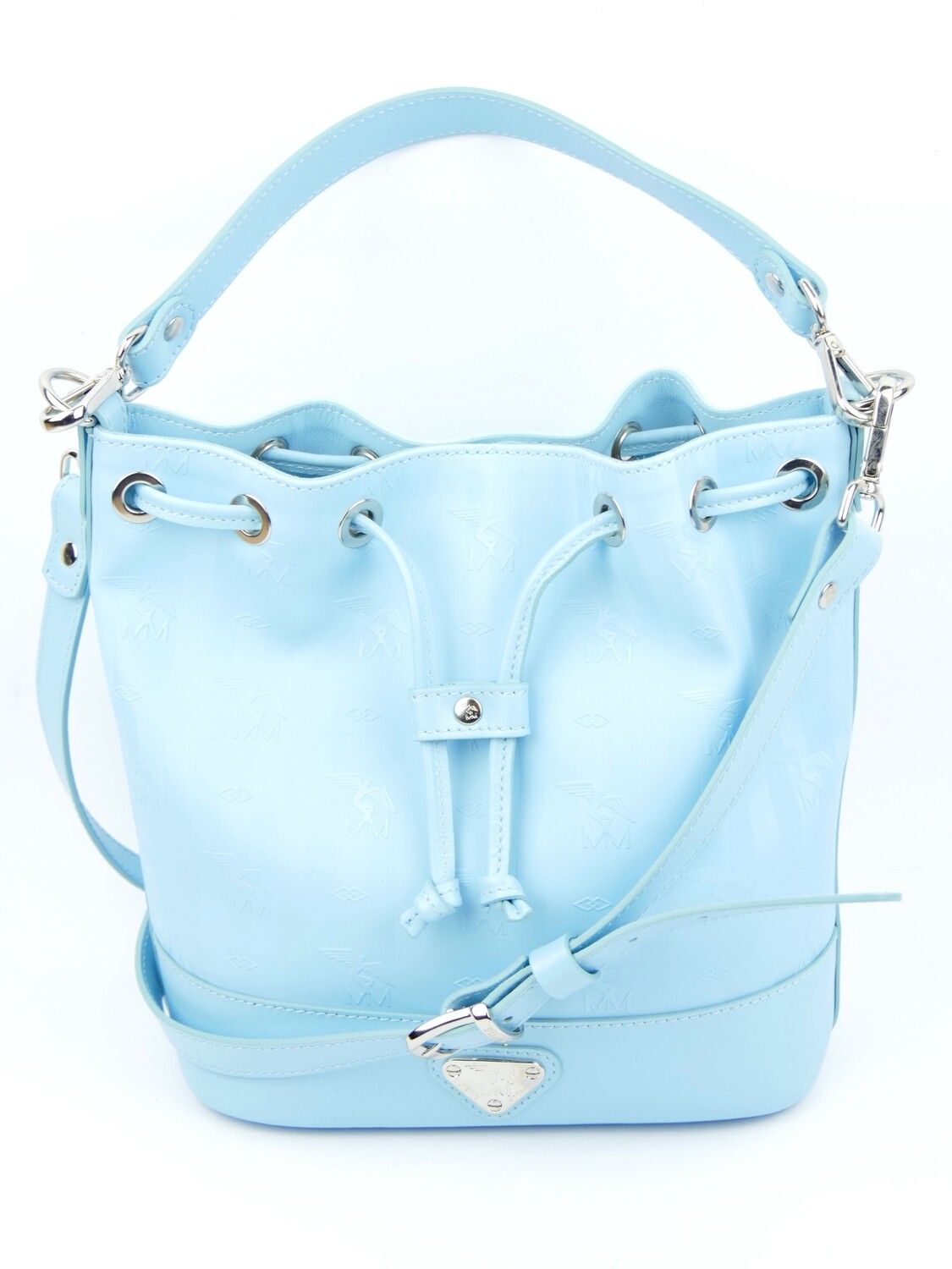 Maison Mollerus Beuteltasche in Hellblau-Silber / Zustand: 5 – minimale Gebrauchsspuren