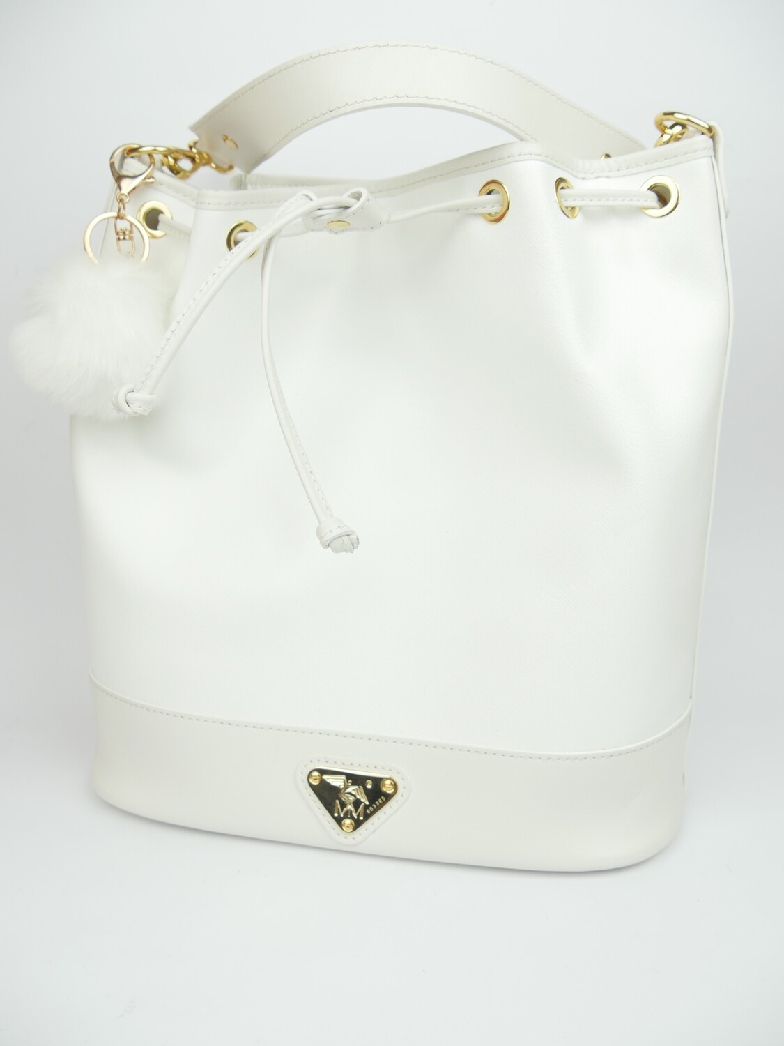 Maison Mollerus Beuteltasche NIESEN in Weiss-Gold (NP Fr. 839) / Zustand: 5 –  minimale Gebrauchsspuren