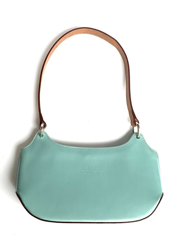 Maison Mollerus Handtasche in türkis/hellblau-braun - Silber / Zustand 4 – guter Zustand mit wenig Gebrauchsspuren