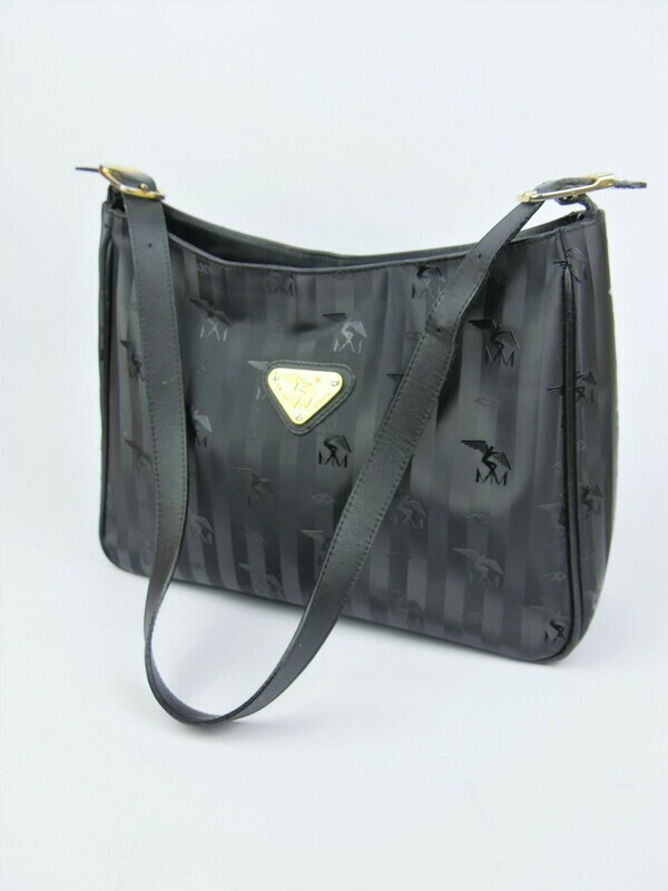 Maison Mollerus Handtasche in Schwarz-Gold / Zustand 4 – guter Zustand mit wenig Gebrauchsspuren