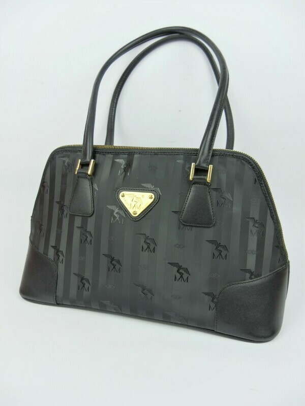 Maison Mollerus Handtasche in Schwarz-Gold / Zustand 4 – guter Zustand mit wenig Gebrauchsspuren