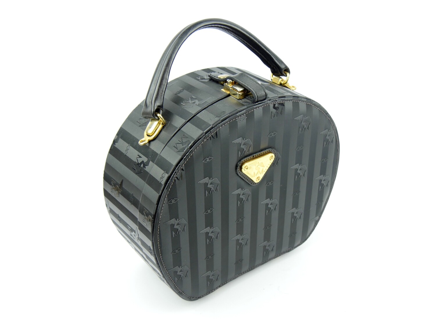 Maison Mollerus Handtasche Vinerus Canvas in Schwarz-Gold/ Zustand 5 – minimale Gebrauchsspuren