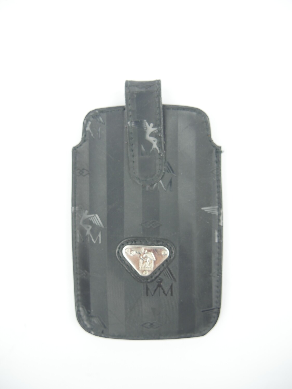 Maison Mollerus Vinerus Canvas Etui / Hülle in Schwarz-Silber / Zustand: 3 – aussen und/oder innen deutliche Gebrauchsspuren