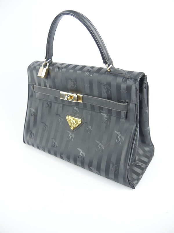 Maison Mollerus Handtasche / Kellybag in Schwarz-Gold / Zustand 4 – guter Zustand mit wenig Gebrauchsspuren