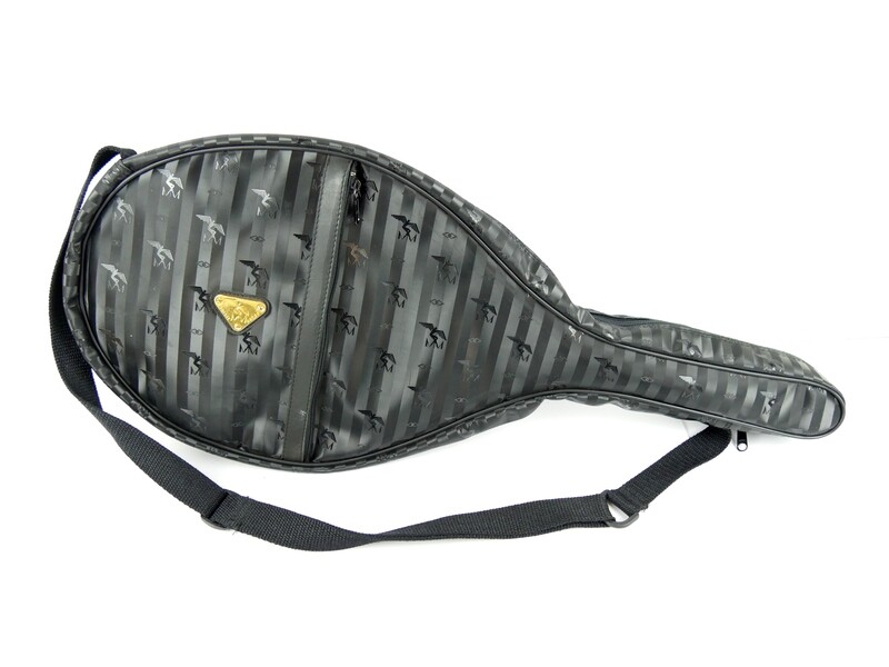 Maison Mollerus Rackettasche in Schwarz-Gold / Zustand 4 – guter Zustand mit wenig Gebrauchsspuren