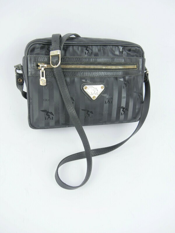 Maison Maison Mollerus Vinerus Umhängetasche / Crossbody Tasche LONDON in Schwarz-Silber (vorm. Gold) / Zustand 2 – starke Gebrauchsspuren