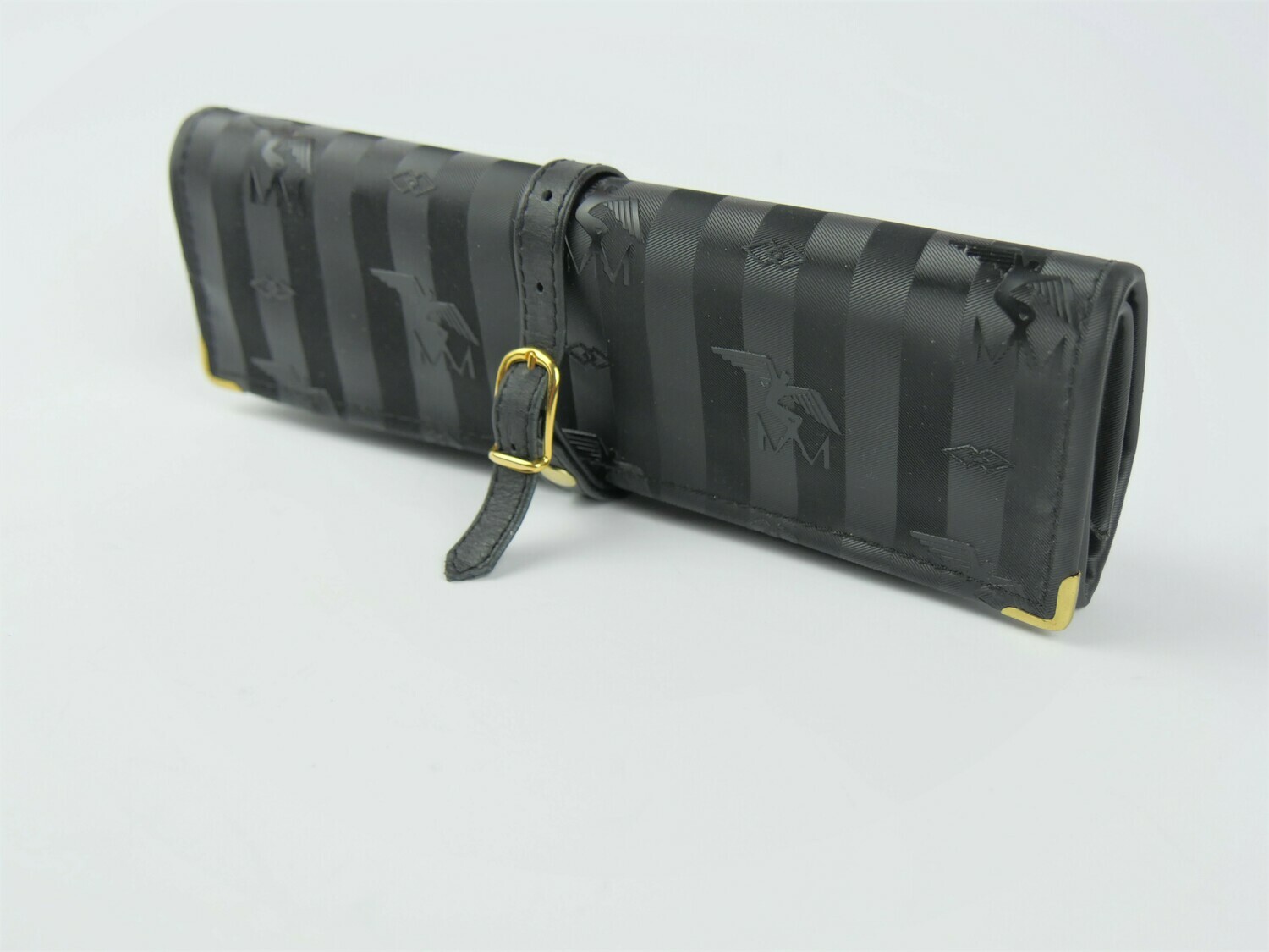 Maison Mollerus Vinerus Canvas Schmuckrolle / Necessaire in Schwarz-Gold / Zustand: 4 – guter Zustand mit wenig Gebrauchsspuren