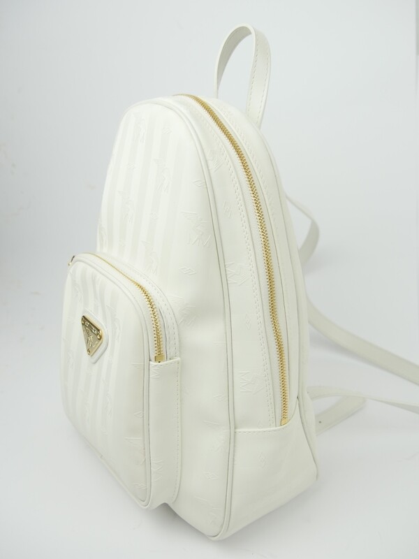 Maison Mollerus Vinerus Canvas Rucksack CORVATSCH in Weiss – Gold / Zustand 6 - neuwertig
