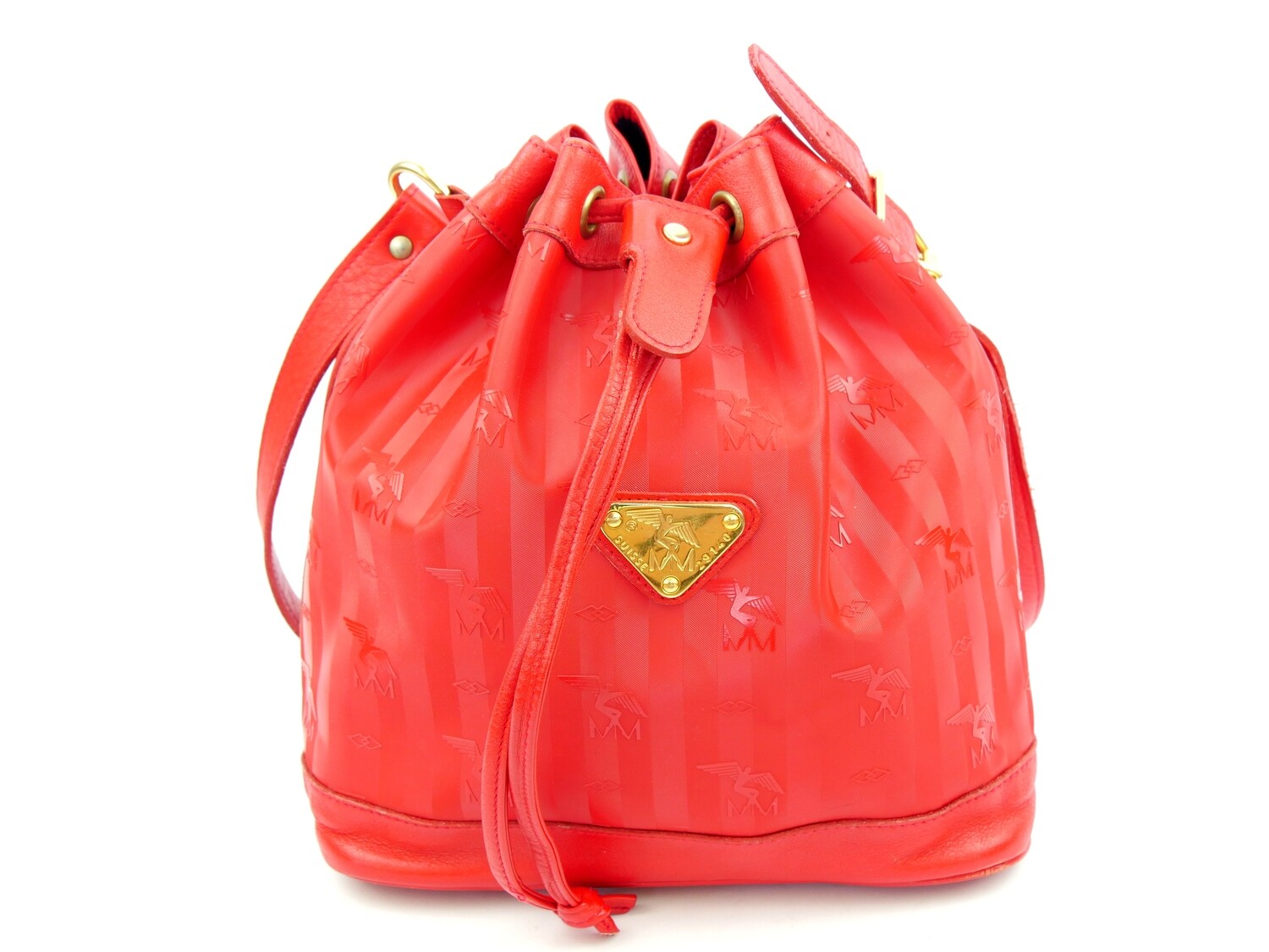 Maison Mollerus Vinerus Canvas Beuteltasche in Rot– Gold / Zustand 4 – guter Zustand mit wenig Gebrauchsspuren