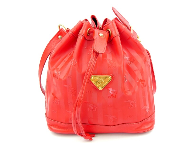 Maison Mollerus Vinerus Canvas Beuteltasche in Rot– Gold / Zustand 4 – guter Zustand mit wenig Gebrauchsspuren