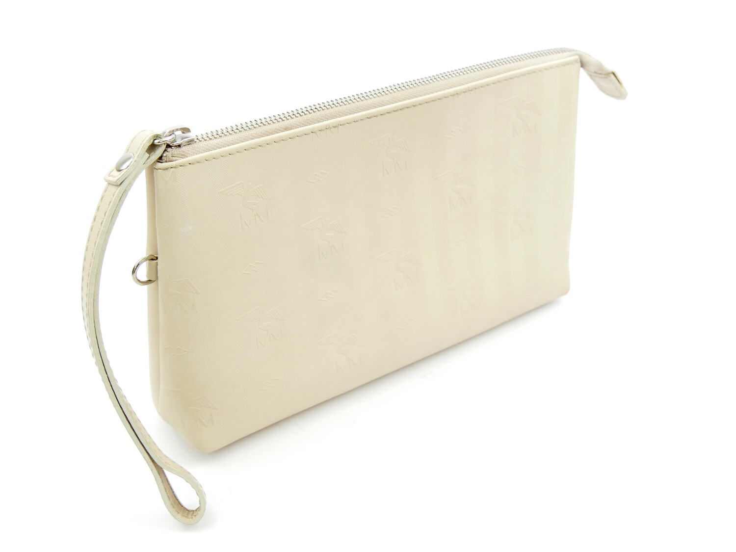 Maison Mollerus Vinerus Necessaire / Clutch CAMOGHE in Beige-Silber / Zustand: 4 - guter Zustand mit wenig Gebrauchsspuren