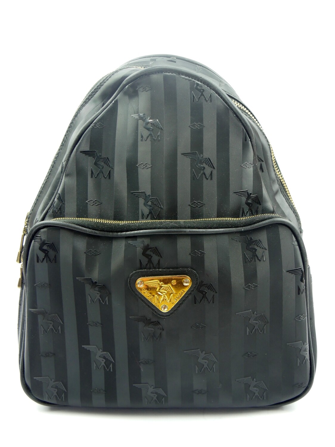 Maison Mollerus Vinerus Canvas Rucksack in Schwarz – Gold / Zustand 4 – guter Zustand mit wenig Gebrauchsspuren