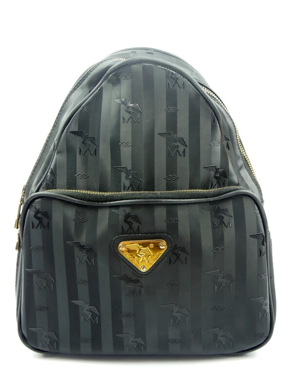Maison Mollerus Vinerus Canvas Rucksack in Schwarz – Gold / Zustand 4 – guter Zustand mit wenig Gebrauchsspuren