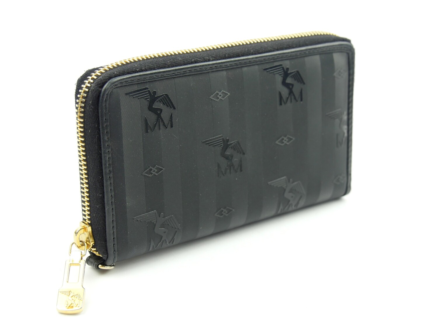 Maison Mollerus Vinerus Canvas Portemonnaie CLARIDEN Schwarz-Gold / Zustand: 5 – minimale Gebrauchsspuren