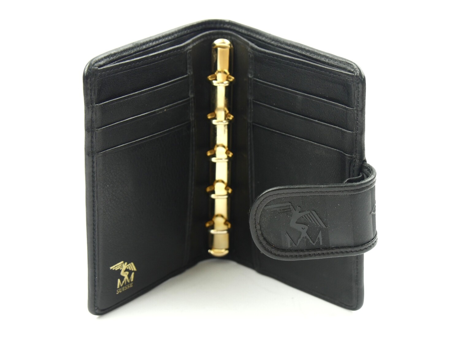 Maison Mollerus Agenda / Portemonnaie Schwarz-Gold / Zustand 5 – minimale Gebrauchsspuren