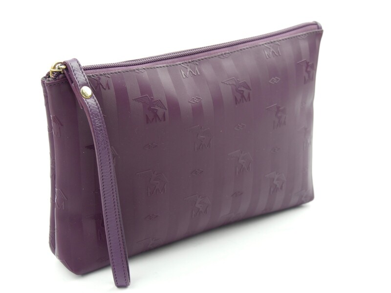 Maison Mollerus Vinerus Necessaire / Clutch CAMOGHE in Plum-Gold / 
Zustand: 5 – minimale Gebrauchsspuren