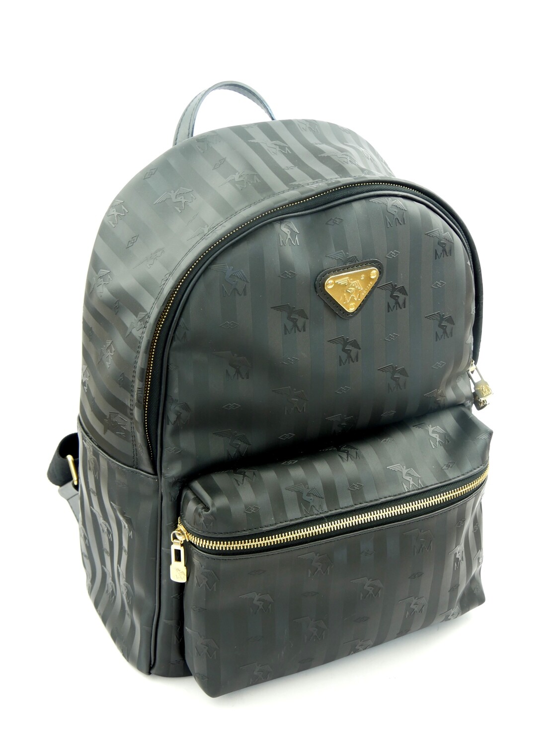 Maison Mollerus Rucksack USTER in Schwarz-Gold / Zustand 5 – minimale Gebrauchsspuren