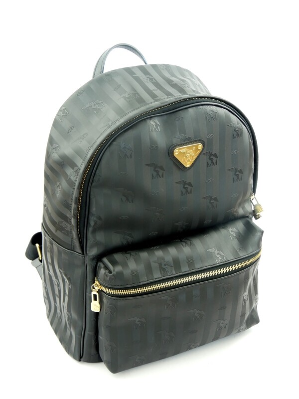 Maison Mollerus Rucksack USTER in Schwarz-Gold / Zustand 5 – minimale Gebrauchsspuren
