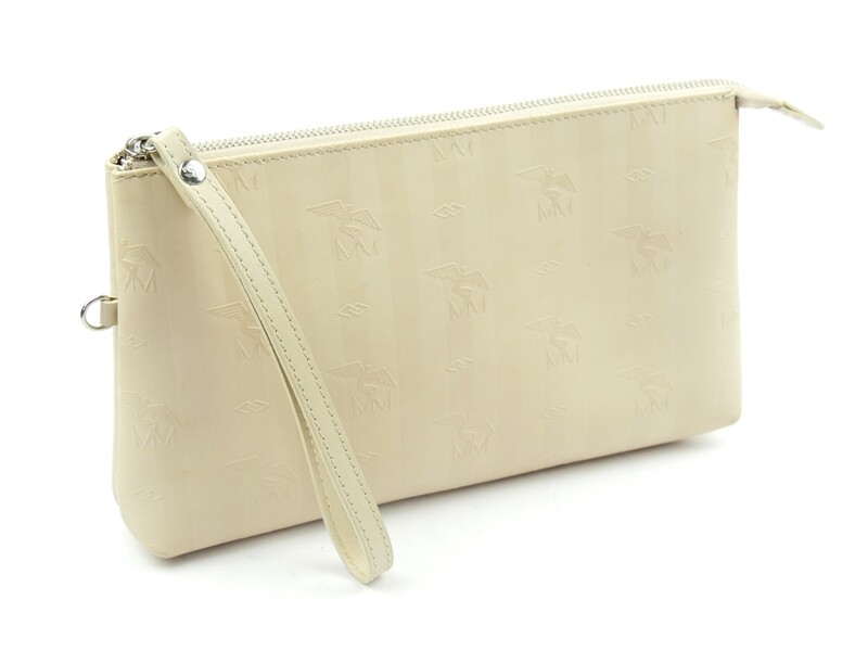 Maison Mollerus Vinerus Necessaire / Clutch CAMOGHE in Beige-Silber / Zustand: 5 - minimale Gebrauchsspuren