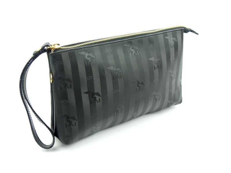 Maison Mollerus Vinerus Necessaire / Clutch CAMOGHE in Schwarz-Gold / 
Zustand: 4 – guter Zustand mit wenig Gebrauchsspuren