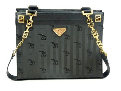 Maison Mollerus Handtasche in Schwarz-Gold / Zustand 4 – guter Zustand mit wenig Gebrauchsspuren