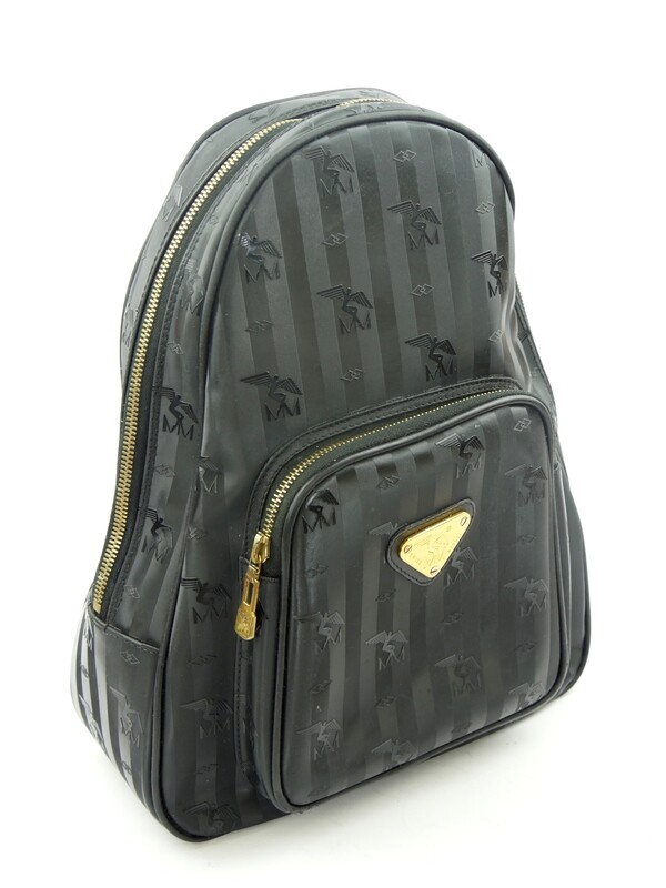 Maison Mollerus Vinerus Canvas Rucksack CORVATSCH in Schwarz – Gold / Zustand 4 – guter Zustand mit wenig Gebrauchsspuren