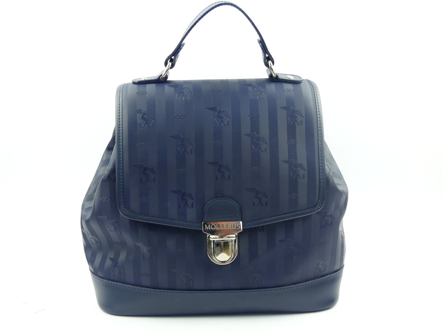 Maison Mollerus Vinerus Canvas Rucksack / Beutel MINUSIO in Blau-Silber / Zustand 5 – minimale Gebrauchsspuren