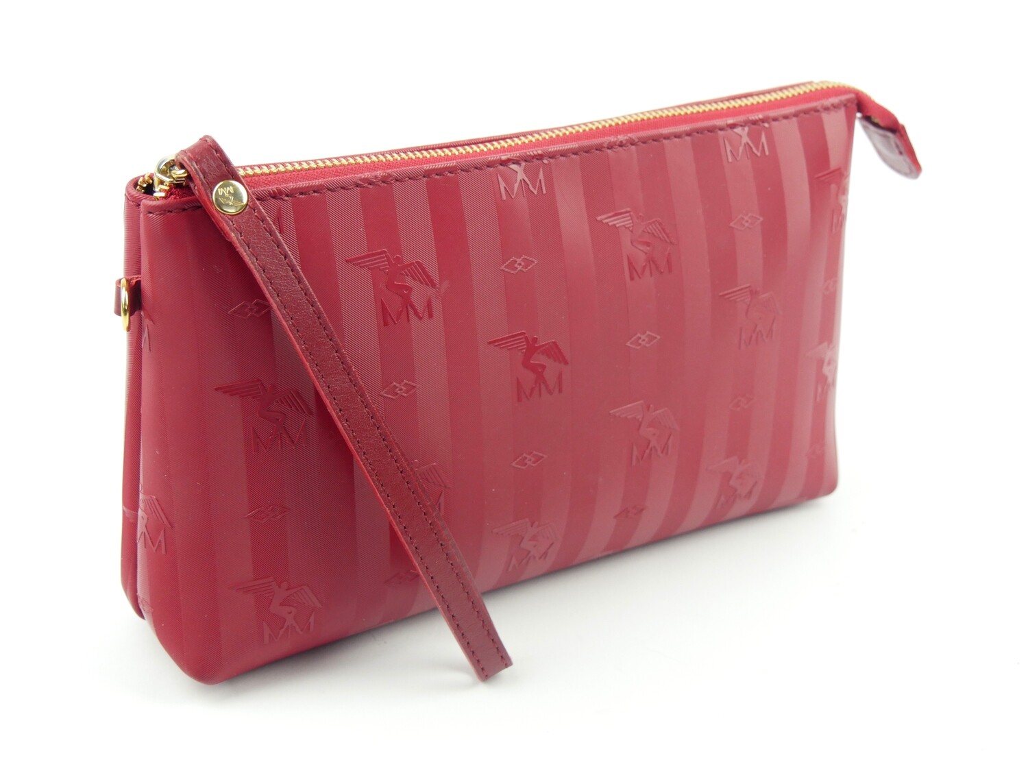 Maison Mollerus Vinerus Necessaire / Clutch CAMOGHE in Wine (Rot) -Gold / Zustand: 4 - guter Zustand mit wenig Gebrauchsspuren