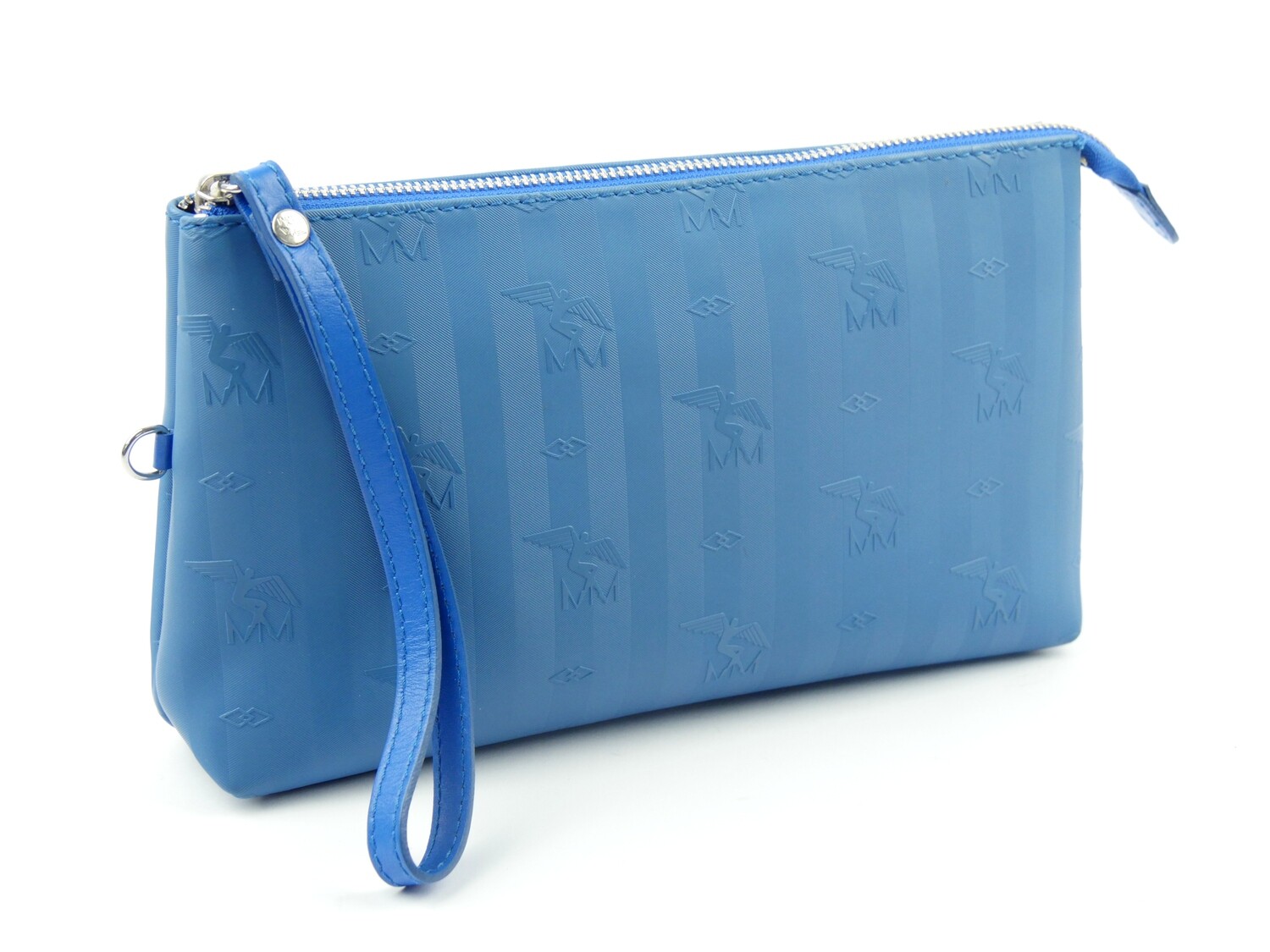 Maison Mollerus Vinerus Necessaire / Clutch CAMOGHE in Royalblau-Silber / 
Zustand: 5 – minimale Gebrauchsspuren