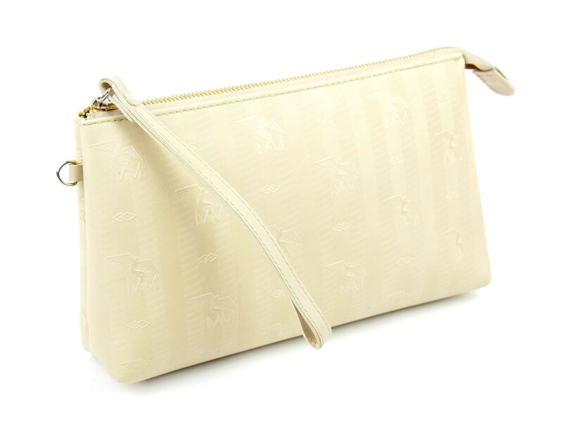 Maison Mollerus Vinerus Necessaire / Clutch CAMOGHE in Beige-Silber (vorm. Gold) / 
Zustand: 4 – guter Zustand mit wenig Gebrauchsspuren