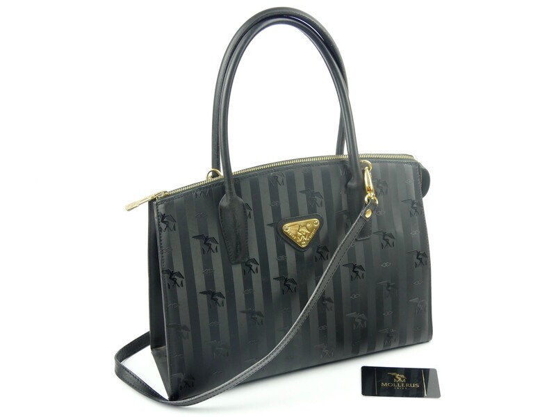 Maison Mollerus Vinerus Canvas Handtasche / Umhängetasche in Schwarz-Gold / Zustand 4 – guter Zustand mit wenig Gebrauchsspuren