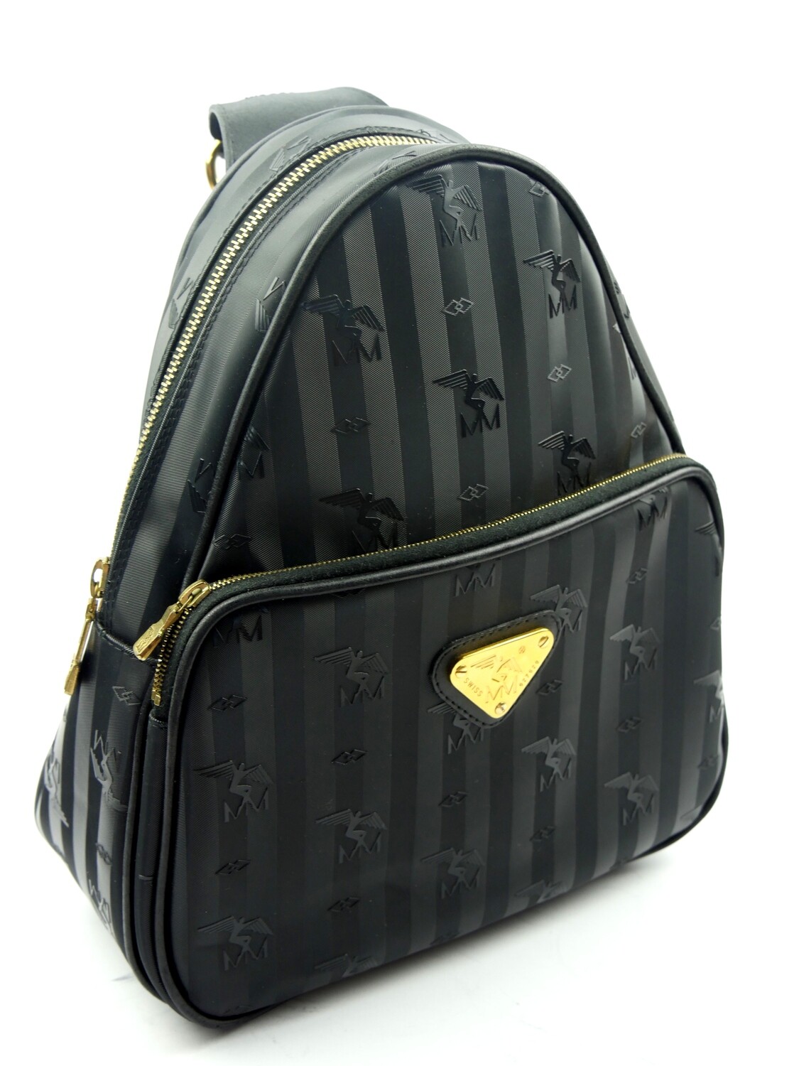 Maison Mollerus Vinerus Rucksack in Schwarz-Gold / 
Zustand 3 – aussen und/oder innen deutliche Gebrauchsspuren