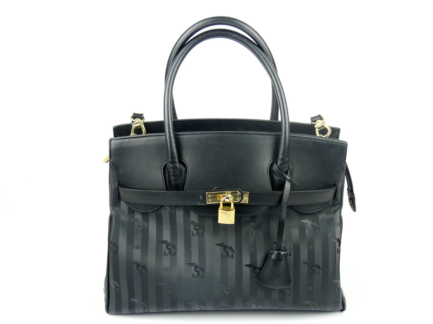 Maison Mollerus Handtasche / Kellybag in Schwarz-Gold / Zustand 5 – minimale Gebrauchsspuren