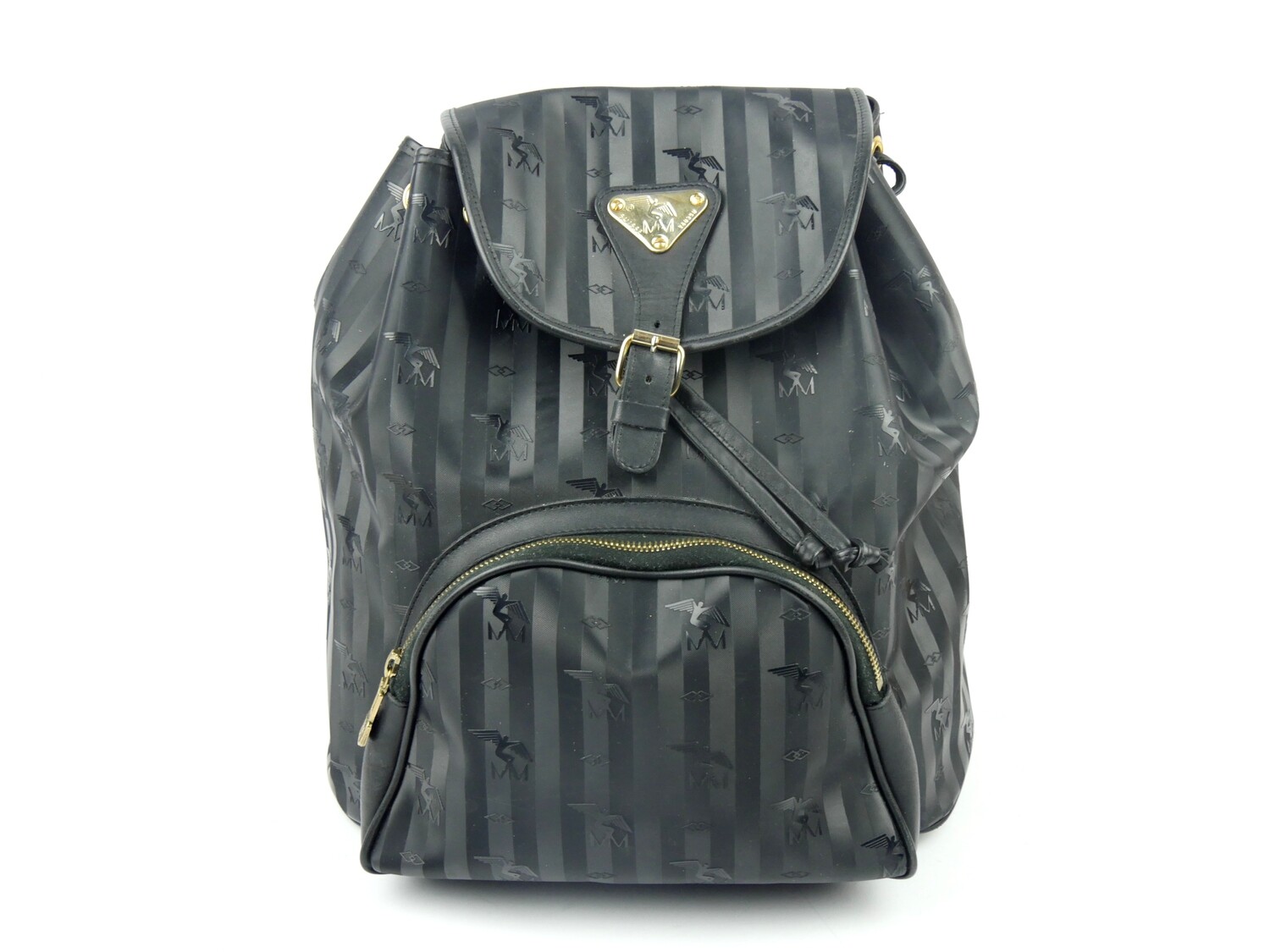 Maison Mollerus Vinerus Canvas Rucksack in Schwarz – Gold / Zustand 5 – minimale Gebrauchsspuren