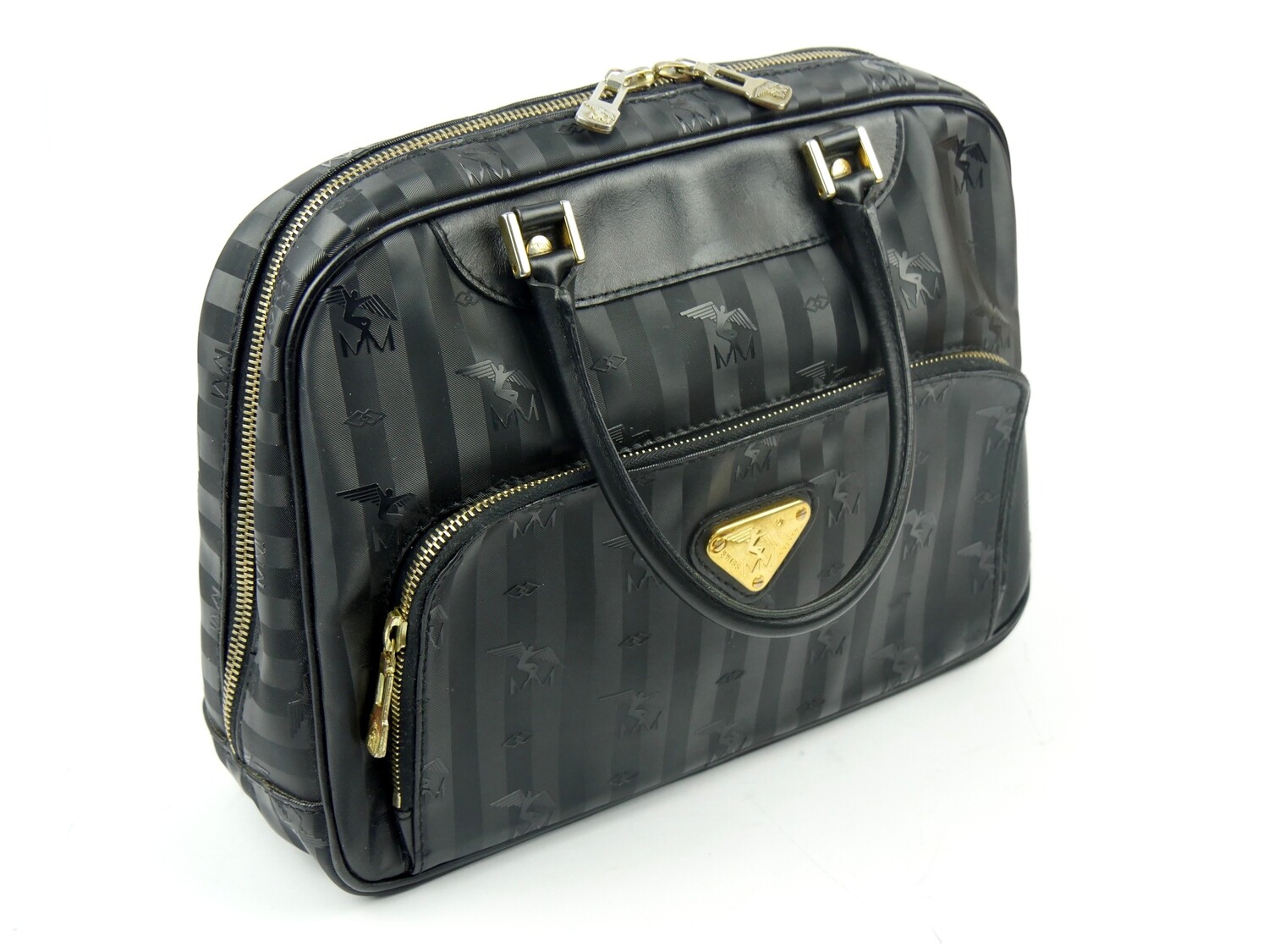 Maison Mollerus Vinerus Hand-/Aktentasche in Schwarz-Gold / Zustand 4 – guter Zustand mit wenig Gebrauchsspuren