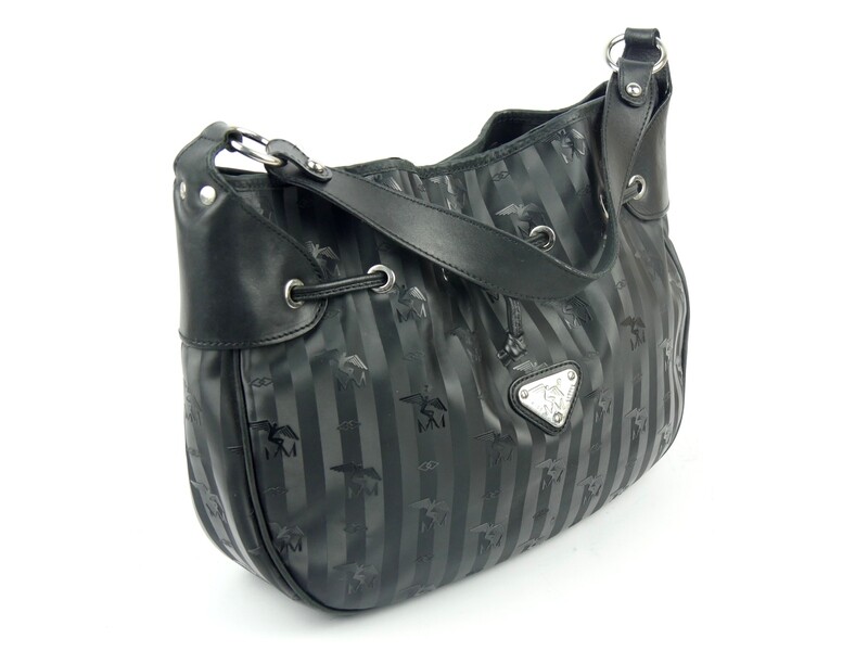 Maison Mollerus Beuteltasche MONIKA in Schwarz-Silber / Zustand: 5 – minimale Gebrauchsspuren