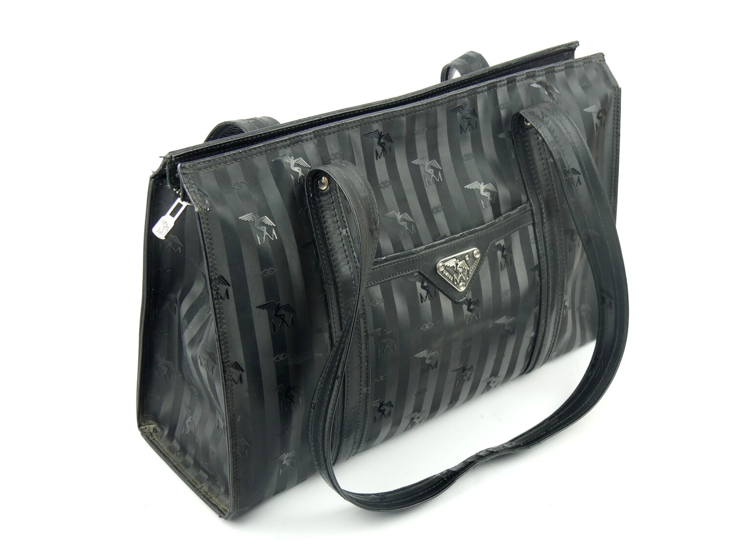 Maison Mollerus Vinerus Canvas Shopper BERLIN in Schwarz-Silber / Zustand 4 – guter Zustand mit wenig Gebrauchsspuren