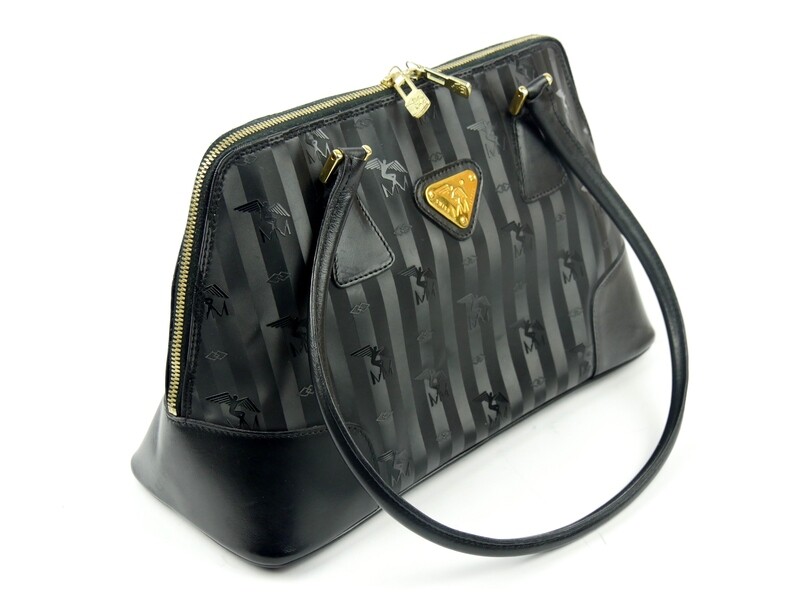 Maison Mollerus Handtasche in Schwarz-Gold / Zustand 5 – minimale Gebrauchsspuren