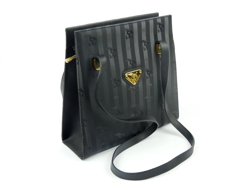Maison Mollerus Crossbody-Tasche in Schwarz-Gold / Zustand 4 - guter Zustand mit wenig Gebrauchsspuren