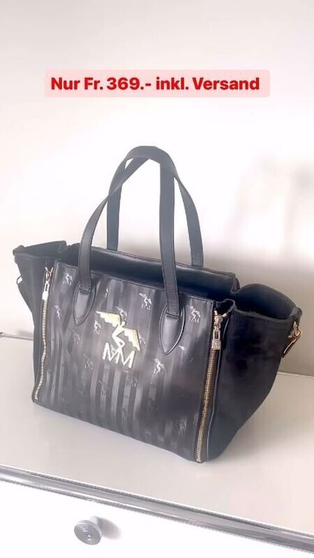 Maison Mollerus Handtasche Schwarz-Gold / Zustand 4 – guter Zustand mit wenig Gebrauchsspuren