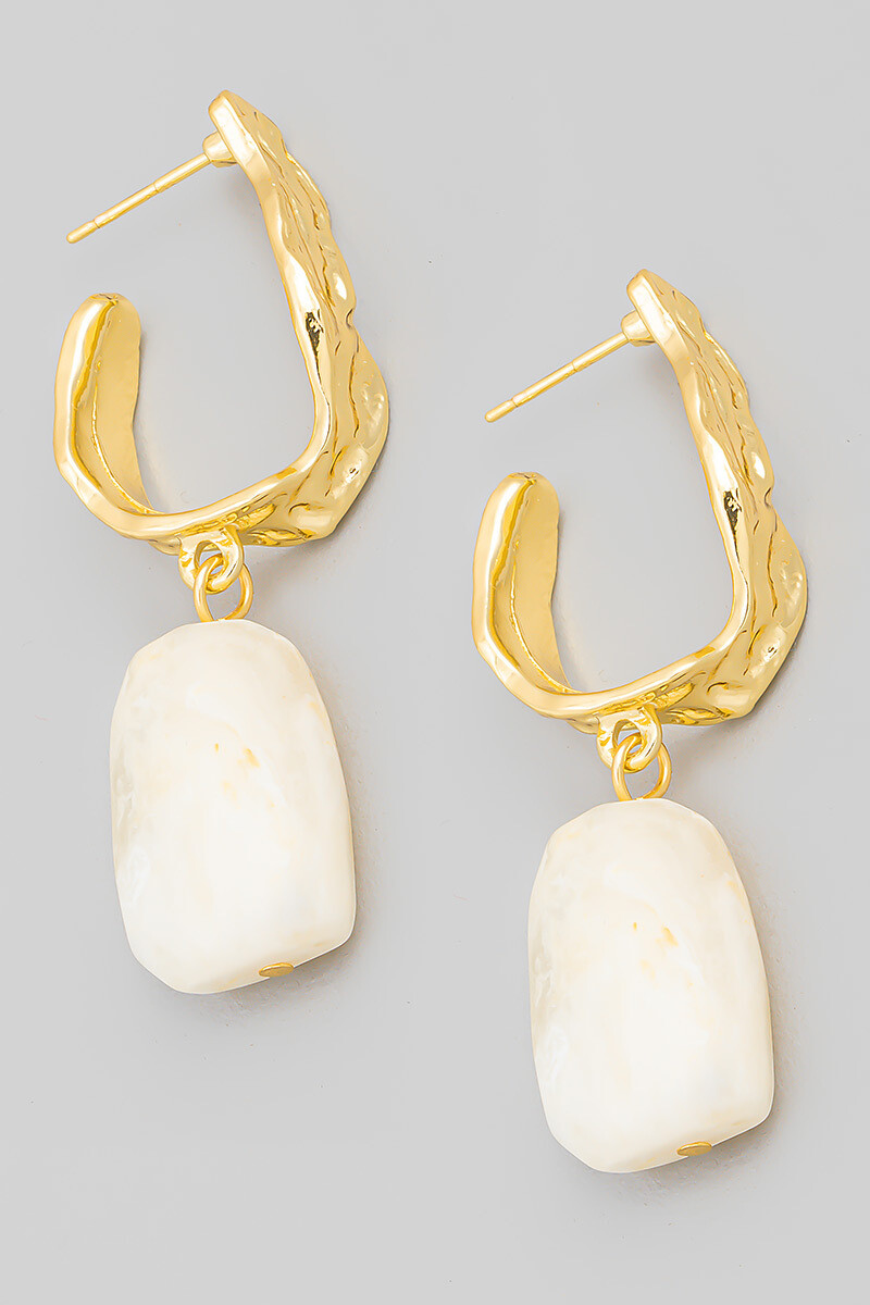 Earrings Stone Drop- White