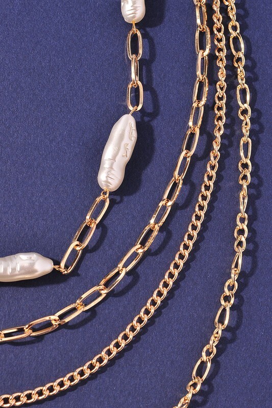 Pearl and Chain Layered Necklace